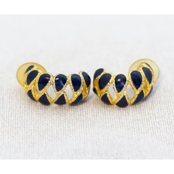 Vintage Blue Lobster Hoop Earrings - J1 - Picture 1 of 3
